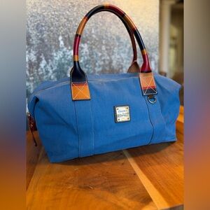 Dooney & Bourke RARE Vintage Made in Italy Blue Canvas Modish Boston Bag